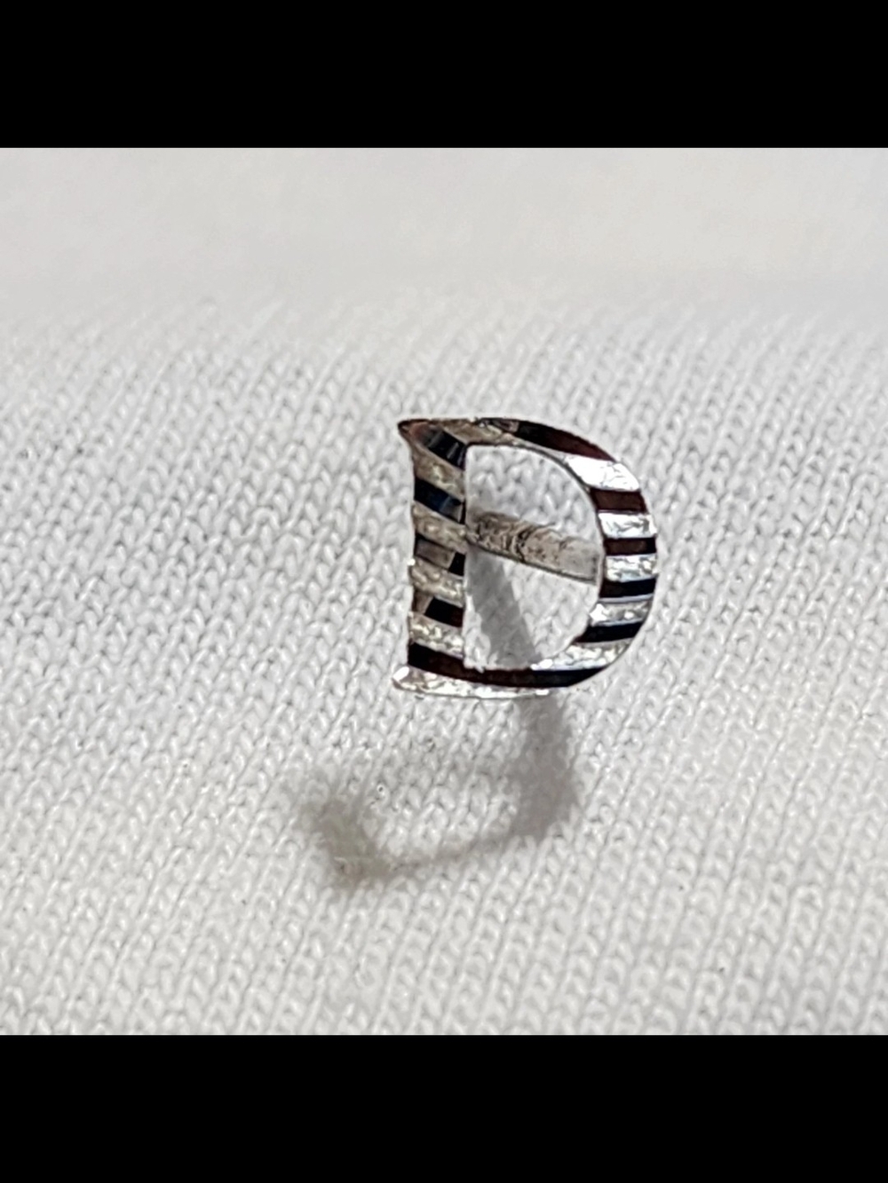 Sterling Silver Letter D Initial Lapel Pin Tie Tack Monogram Vintage